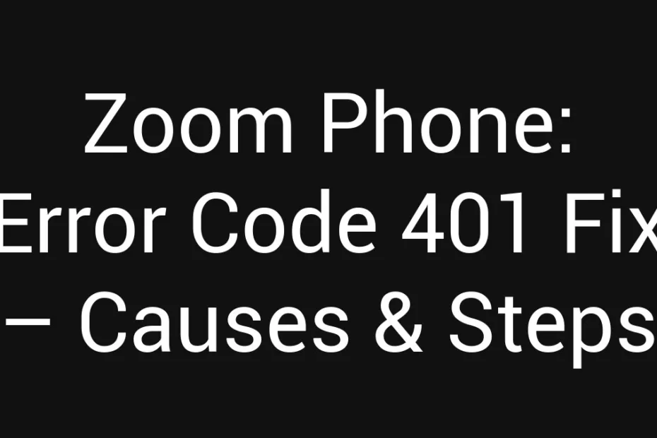 Zoom Phone Error Code 401 Fix Causes Steps