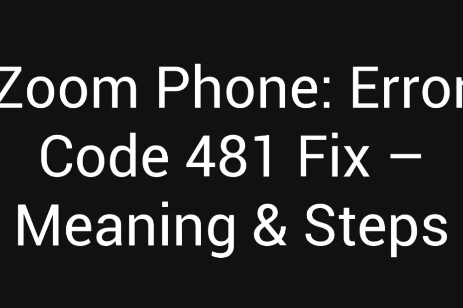 Zoom Phone Error Code 481 Fix Meaning Steps